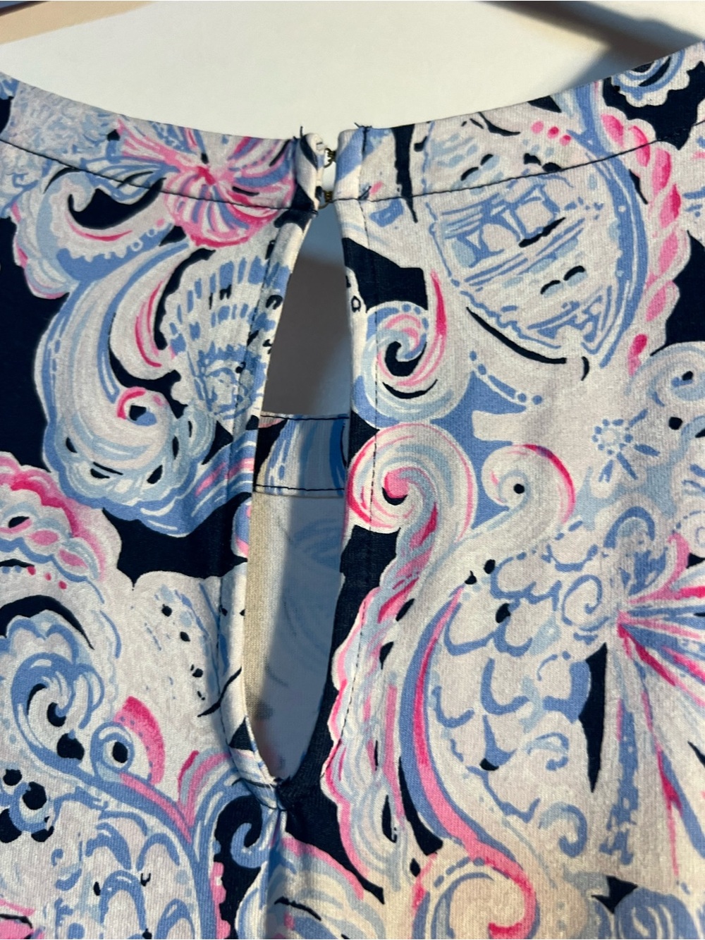 Lilly Pulitzer High Tide Navy Its For Shore Navy Pink Paisley Lula Romper Size L - Picture 4 of 8